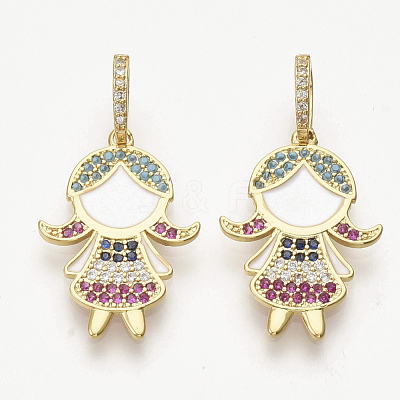 Brass Micro Pave Cubic Zirconia Pendants ZIRC-T012-36G-1