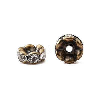 Brass Rhinestone Spacer Beads RB-A014-L8mm-01AB-NF-1