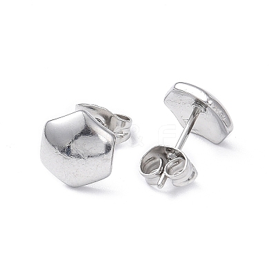 Non-Tarnish 304 Stainless Steel Hexagon Stud Earrings for Women LS-EJEW-I285-04A-P-1