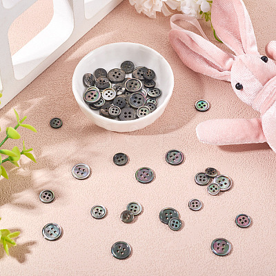 60Pcs 3 Styles Natural Black Lip Shell Buttons BUTT-TA0001-25-1