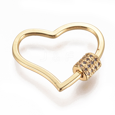 Brass Micro Pave Cubic Zirconia Screw Carabiner Lock Charms ZIRC-F105-08G-1