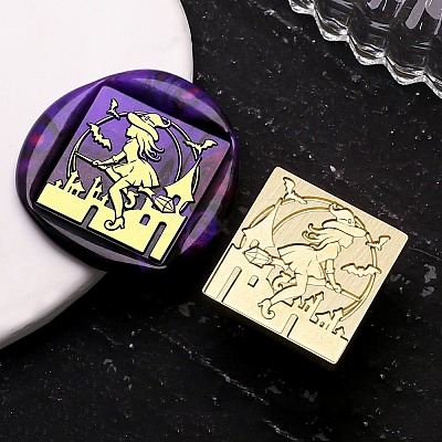 Golden Tone Wax Seal Brass Stamp Heads AJEW-U008-01G-15-1
