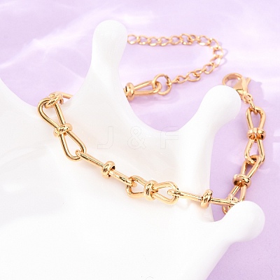 304 Stainless Steel Bowknot Link Chain Bracelets for Women BJEW-F529-08G-1