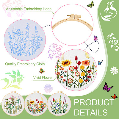 DIY Flower Pattern Embroidery Beginner Kits DIY-TAC0020-38-1