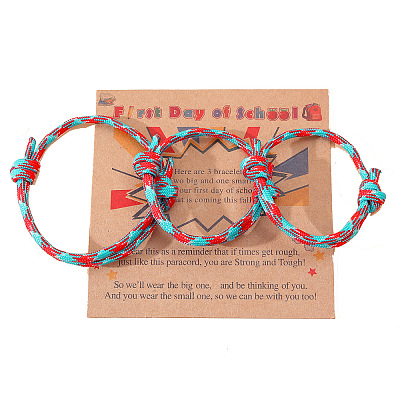 3Pcs 3 Styles Polyester First Day of School Bracelets FS-WG342D8-05-1