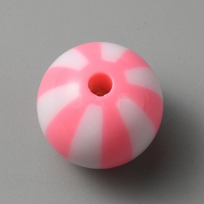 Opaque Acrylic Striped Beads SACR-WH0009-10B-1