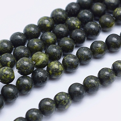 Natural Serpentine/Green Lace Stone Beads Strands X-G-P345-01-10mm-1