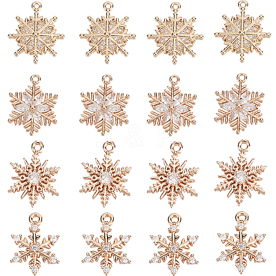 16Pcs 4 Style Brass Micro Pave Cubic Zirconia  Charm FIND-SC0004-62-1