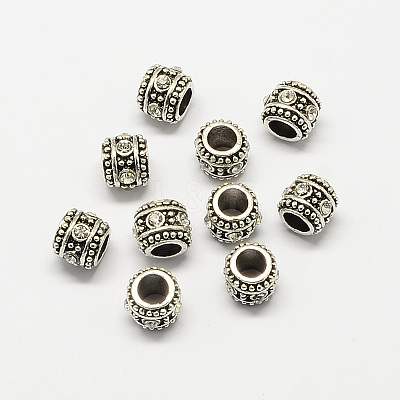 Alloy Rhinestone Rondelle Large Hole European Beads MPDL-R036-27B-1