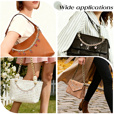3Pcs 3 Styles Alloy Enamel Flower Cherry Apple Strawberry Charm Alloy Bag Decorative Chains AJEW-CN0006-07-1
