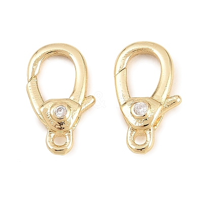Brass Micro Pave Clear Cubic Zirconia Swivel Lobster Claw Clasps KK-P353-01G-1
