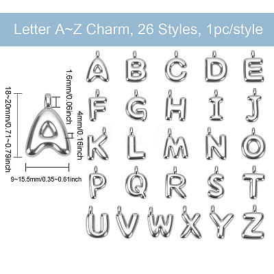 26Pcs 26 Styles 304 Stainless Steel Pendants STAS-WR0001-37P-1