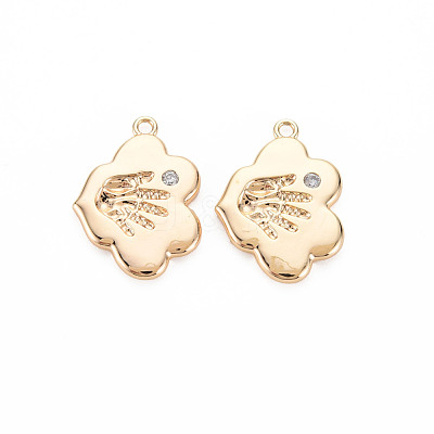 Brass Micro Pave Cubic Zirconia Pendants KK-N232-290-1