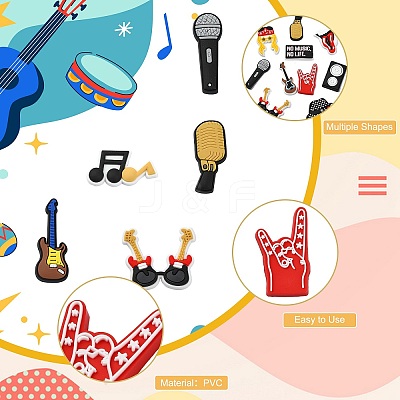 32Pcs 16 Styles Singer Theme PVC Plastic Cabochons FIND-CJ0002-55-1