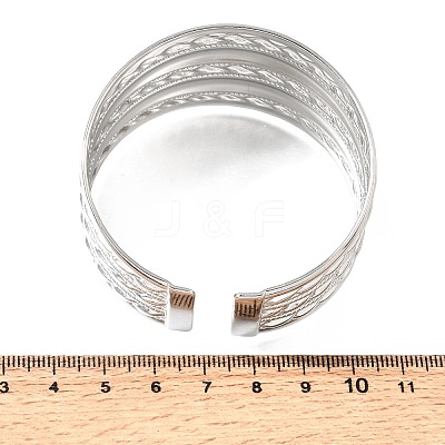 37.5MM 304 Stainless Steel Textured Multi-Strand Wide Cuff Bangles for Women SA-CBAB767-28P-1