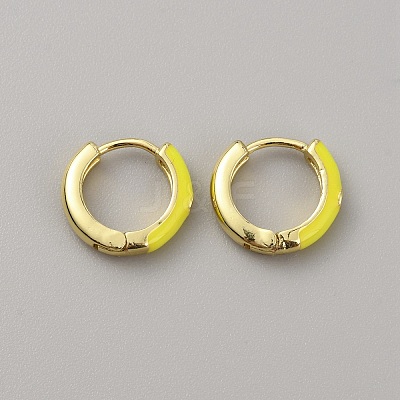 Enamel Hoop Earrings with Clear Cubic Zirconia EJEW-WH0004-39F-1