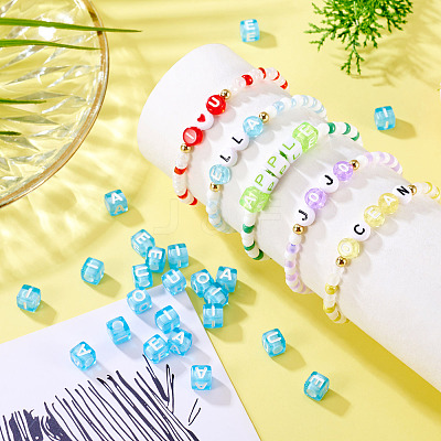 100Pcs 5 Colors Transparent Acrylic Beads TACR-TA0001-55B-1