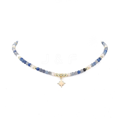 Brass Star Charm Bracelet & Necklace SJEW-JS01268-1