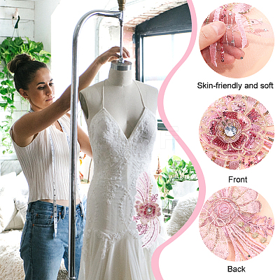 3D Flower Organgza Polyester Embroidery Ornament Accessories PATC-WH0008-03C-1