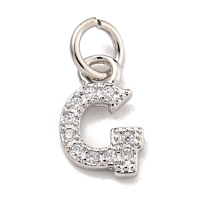 Initial Letter Brass with Cubic Zirconia Charms KK-Q814-26G-P-1