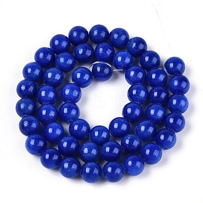 Dyed Natural Mashan Jade Round Beads Strands G-T139-8mm-67E-1