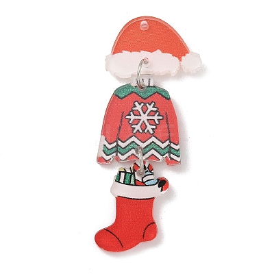 Christmas Printed Acrylic Big Pendants LS-MACR-F086-03A-1
