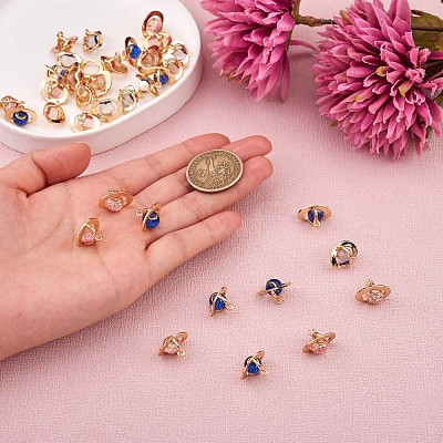 20Pcs Alloy Planets Charm Pendant 3D Planets Charm with Moon Universe Pendant for Jewelry Necklace Earring Making Crafts JX270A-1