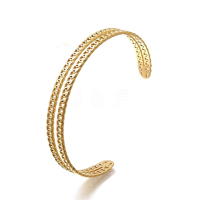 304 Stainless Steel Open Cuff Bangles for Women BJEW-Z083-02G-08-1