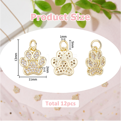 12Pcs Rack Plating Brass Micro Pave Cubic Zirconia Charms ZIRC-HS0001-14-1