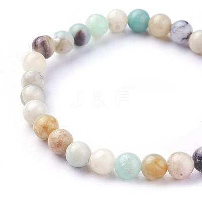 Natural Flower Amazonite Beads Stretch Bracelets X-BJEW-F380-01-A09-1