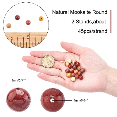 Natural Mookaite Round Beads Strands G-AR0001-60-1