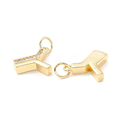 Rack Plating Eco-friendly Brass Micro Pave Clear Cubic Zirconia Charms KK-D072-01G-Y-NR-1