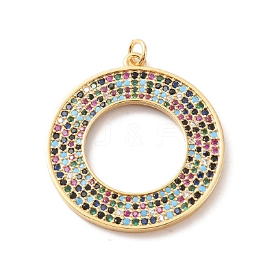 Rack Plating Brass Micro Pave Colorful Cubic Zirconia Pendants KK-F852-17G-03-1