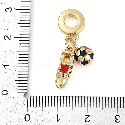 Rack Plating Brass Enamel Sports European Dangle Charms KK-P287-35B-G-1
