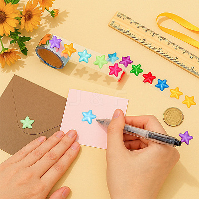 Five-pointed Star Laser Paper Self-Adhesive Stickers DIY-WH0899-277-1