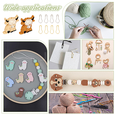 DIY Cattle Silicone Beads Knitting Needle Protectors/Knitting Needle Stoppers with Stitch Markerss IFIN-NB0001-55-1