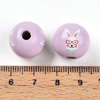 Easter Theme Printed Wood Beads WOOD-T032-22R-1