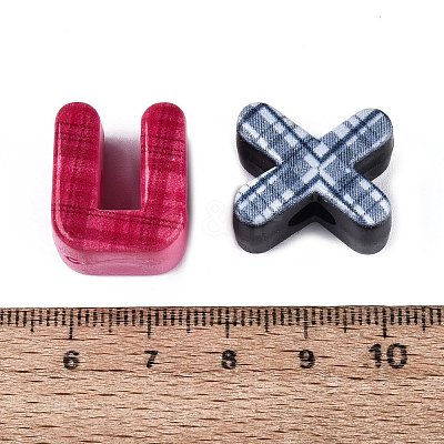Printed Opaque Acrylic European Beads OACR-Q199-08-1