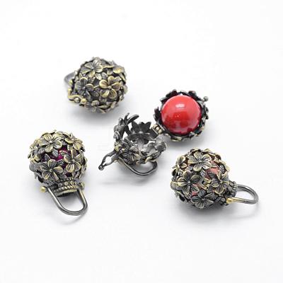 Rack Plating Brass Cage Pendants KK-F723-06AB-RS-1