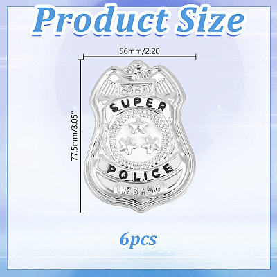 6Pcs Super Police Badge Iron Lapel Pins for Backpack Clothes JEWB-HY0001-54-1