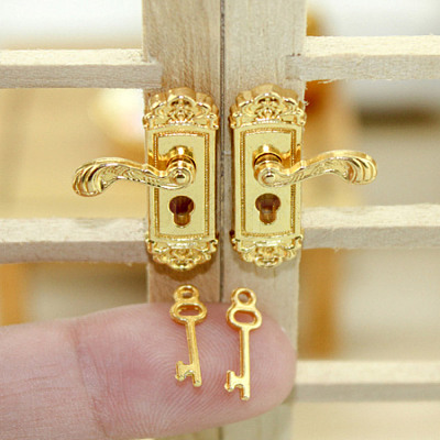 8 Sets 6 Styles Miniature Alloy Door Lock & Key AJEW-GO0001-73-1