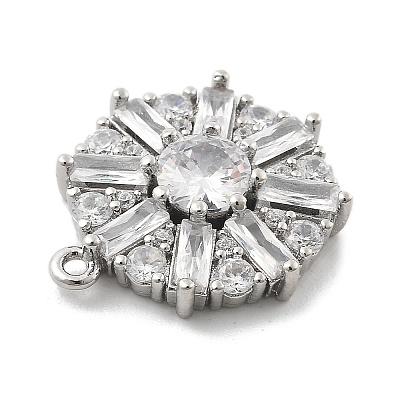 Brass Micro Pave Clear Cubic Zirconia Pendants KK-L228-10P-1