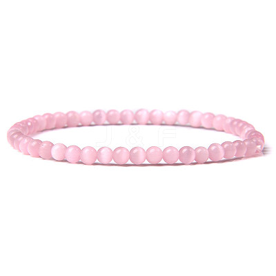 4mm Round Cat Eye Beads Bracelet for Men KG3069-7-1