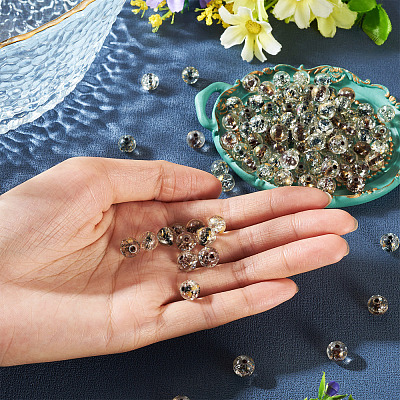 100Pcs Crackle Transparent Glass Beads Strands GLAA-TA0004-11C-1