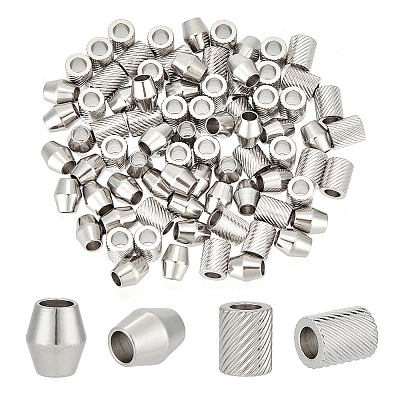 80Pcs 2 Style 201 Stainless Steel European Beads STAS-UN0048-16-1