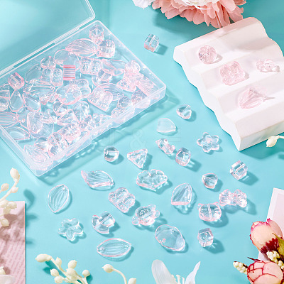 64Pcs Gradient Color Transparent Glass Beads GLAA-TA0003-48C-1