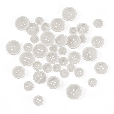 40Pcs 4 Styles Resin Buttons BUTT-TADJ0001-02C-1