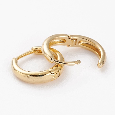 Brass Huggie Hoop Earrings LS-EJEW-C502-12G-1