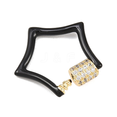 Star Brass Micro Pave Clear Cubic Zirconia Screw Carabiner Clasps KK-B167-01C-G-1
