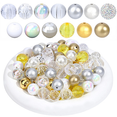 120Pcs 12 Colors Opaque Acrylic Beads MACR-PA0001-69-1